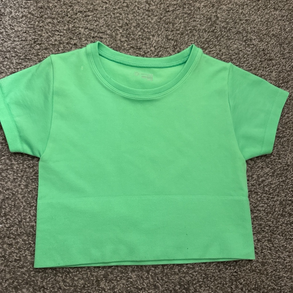 aerie Neon Green Short Sleeve Crop Tee